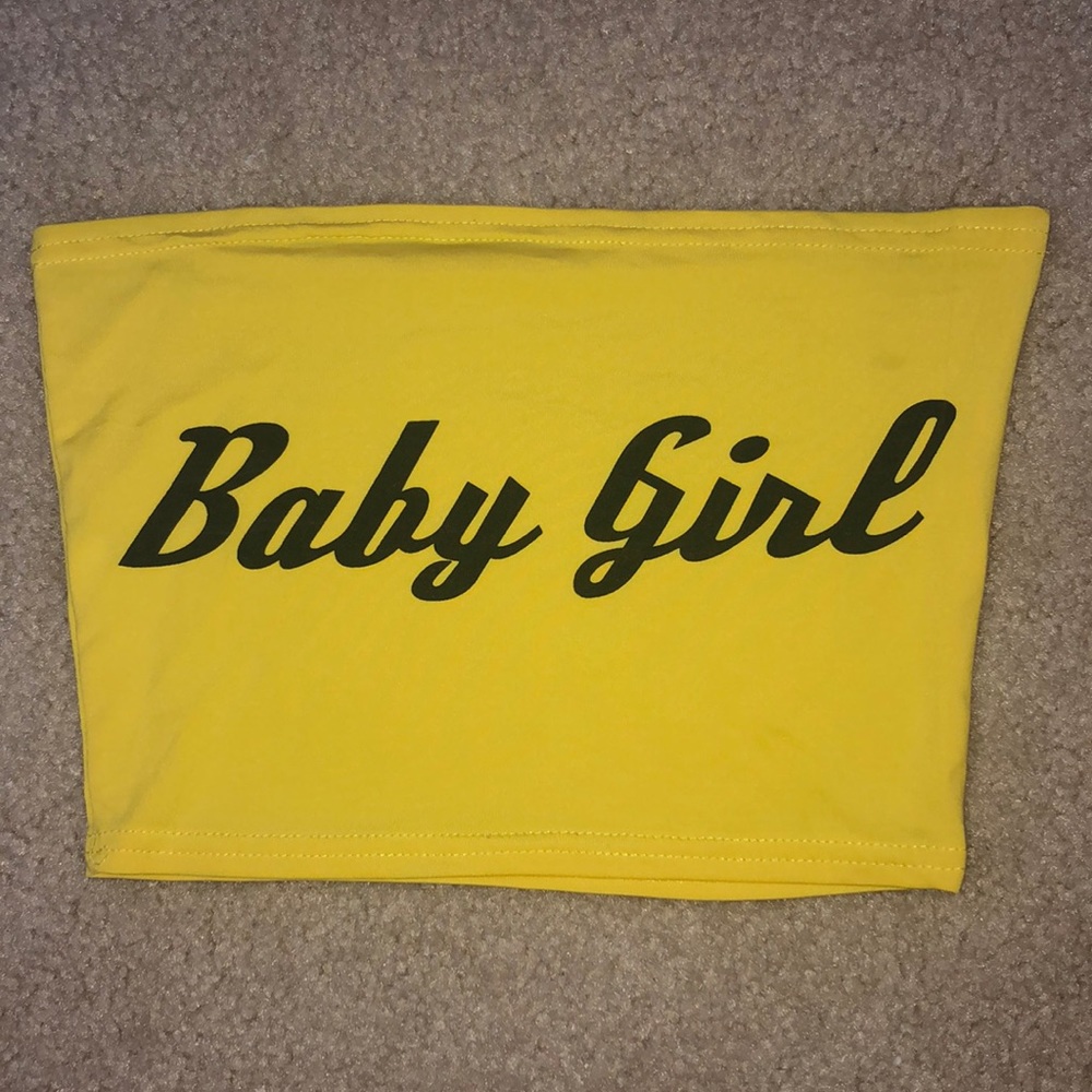“baby girl” yellow tube top